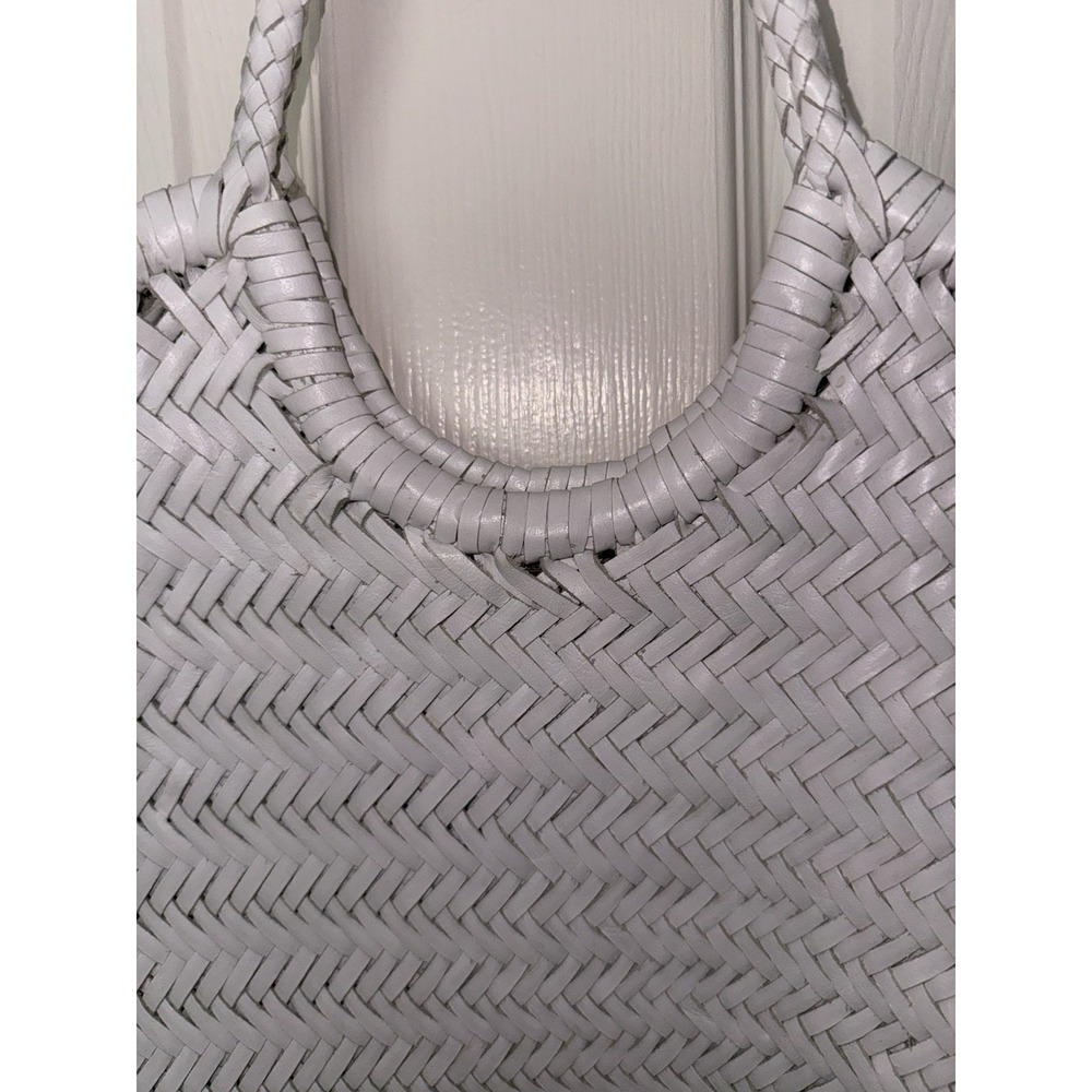 Dragon Diffusion Nantucket Basket Big In White Woven Leather Shoulder Bag Purse - Picture 11 of 12